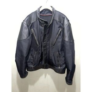 Jamin Leather Motorcycle Black Vented Jacket With Padded Tail Sz Med